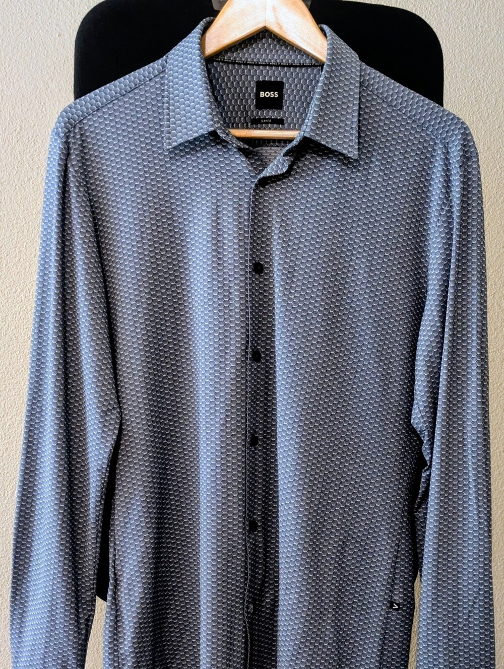 Boss Men's Slim Fit Stretch Micro-Print Shirt